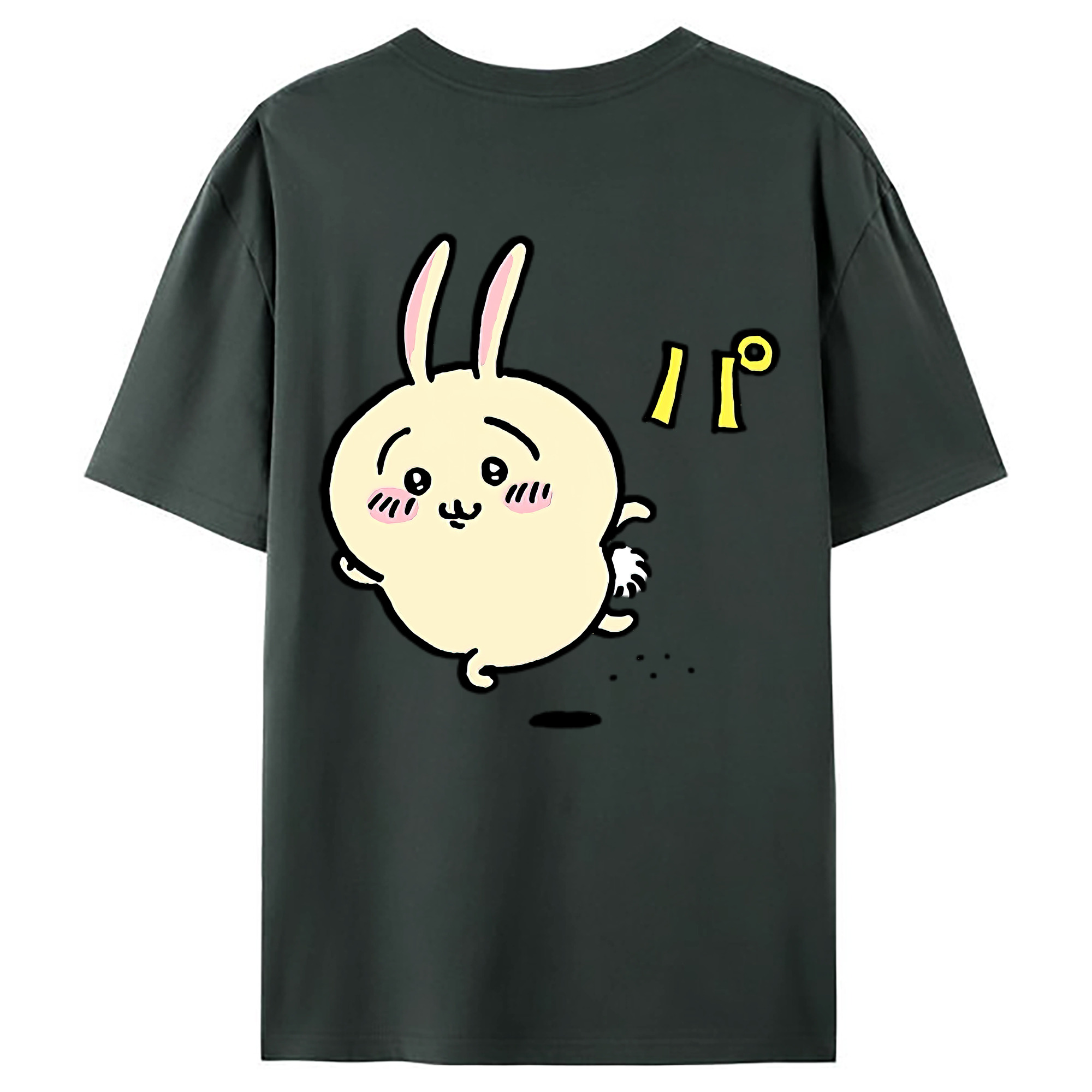 （画像用） ちいかわ うさぎ Chii-kawa usagi 綿100％ メンズ半袖Tシャツ（バックプリント） 通気性